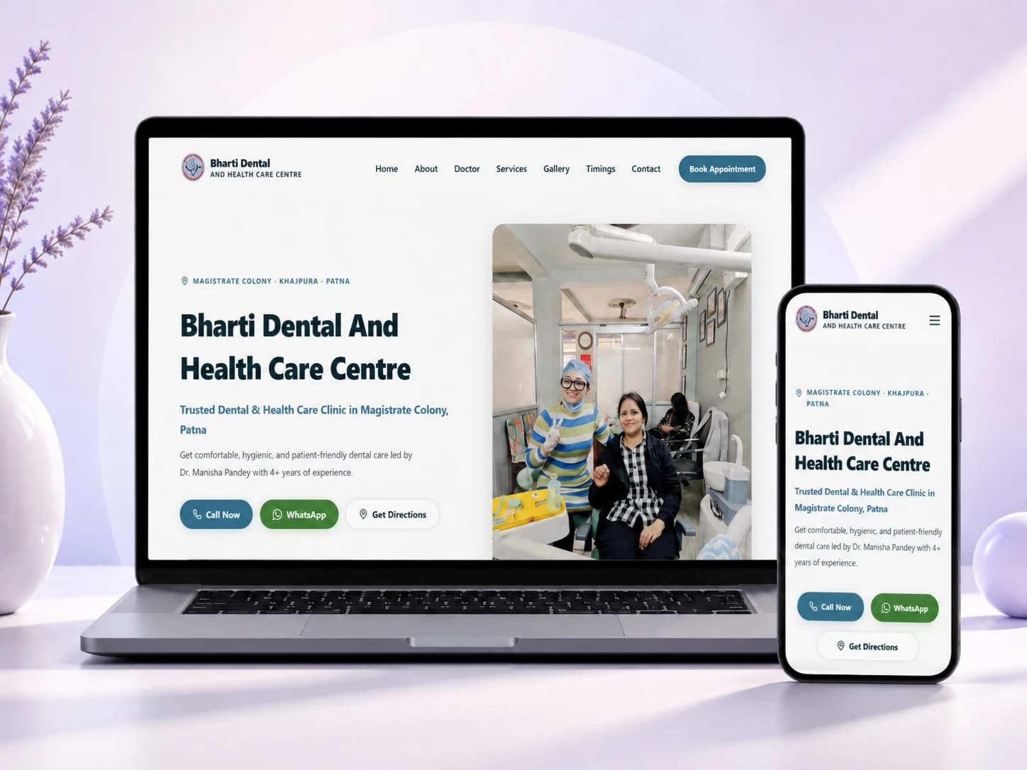 Bharti Dental And Health Care Centre website mockup by ScaleVertex
